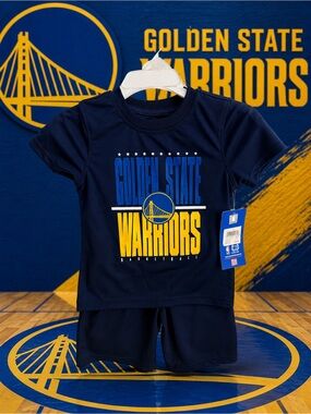 Golden State Warriors Navy Kids' Short Sleeve Logo Tee